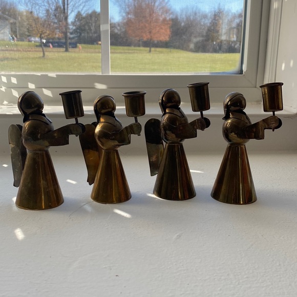 Other - Vintage brass Angel candlestick holders